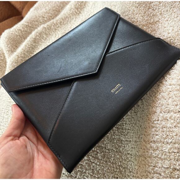 Khaite Envelope Clutch in Black Calfskin Leather Bag Made in Italy Authentic - Picture 9 of 9